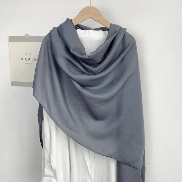 Monochrome Long Scarf Warm Shawl Solid Color Casual Scarf Dark Gray - Shop at LoveMi