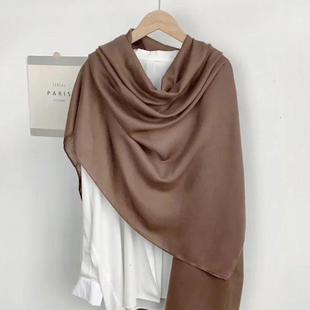 Monochrome Long Scarf Warm Shawl Solid Color Casual Scarf Deep Khaki - Shop at LoveMi