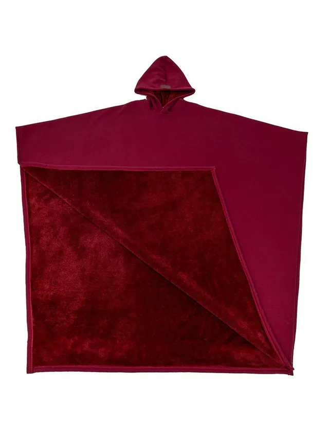 Hooded Button Woolen Cloak Tops Same Style Wine Red - Shop at LoveMi