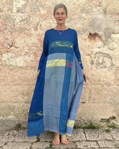 Round Neck Loose Long Sleeves Dress Comfortable 3D Digital Printing Style 2 - Shop at LoveMi