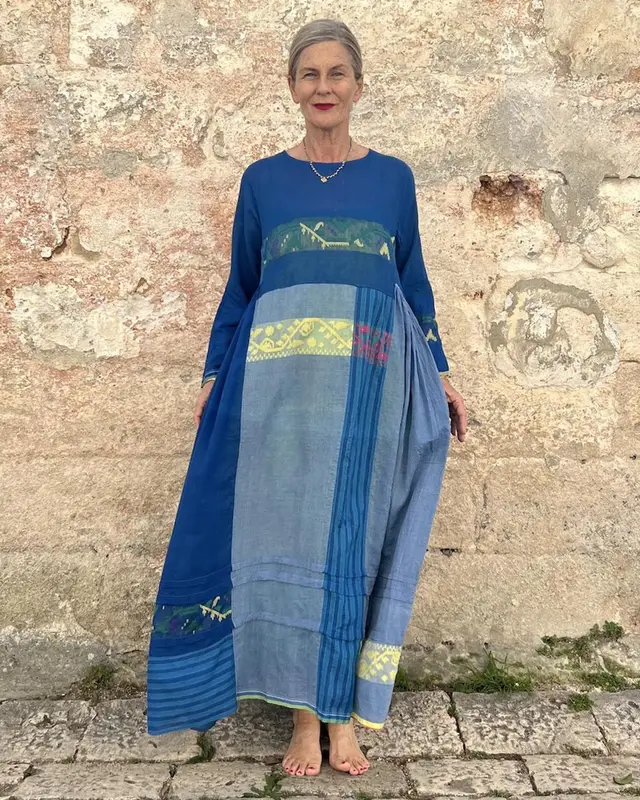 Round Neck Loose Long Sleeves Dress Comfortable 3D Digital Printing Style 2 - Shop at LoveMi