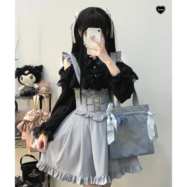 Top And Skirt Shirt High Waist Mid length Dress Set Two piece Set Black Water Color - Shop at LoveMi