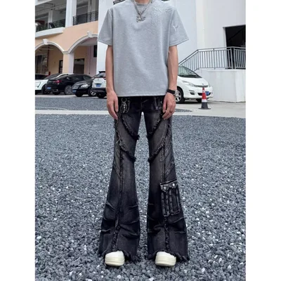 High Street Fan Color Jeans Women's Multi pocket Gray - Shop at LoveMi