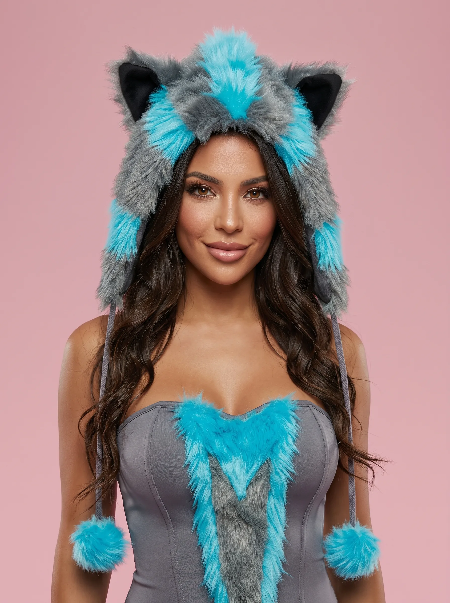 Blue Striped Cat Halloween Costume for Women - View 2