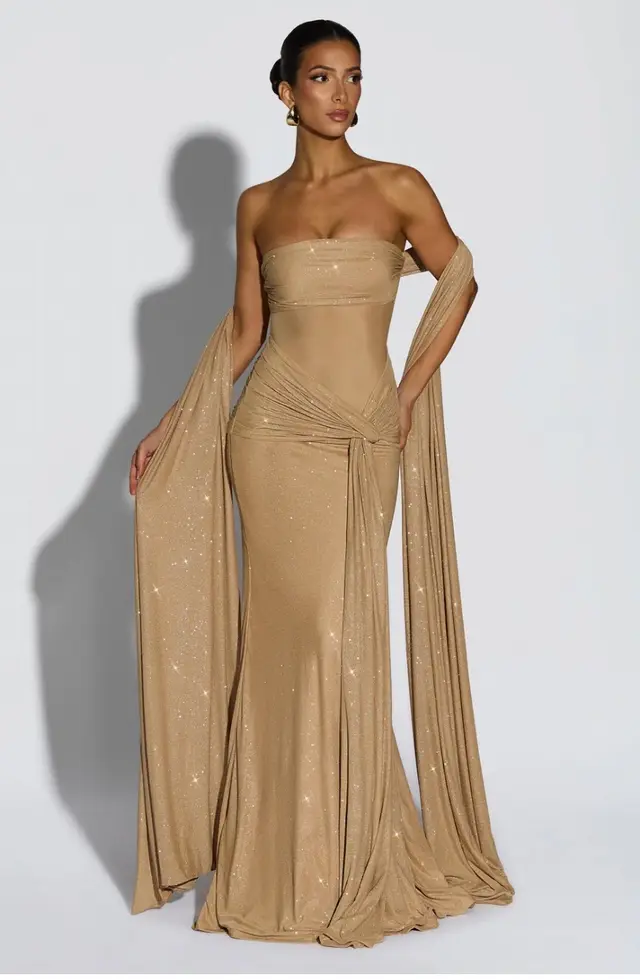 Fashion Sequin Sexy Tube Top Dress Skin Color - Shop at LoveMi