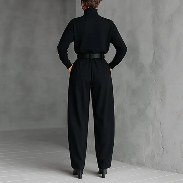 Minimalist Style Mercerized Pure Cotton Long Sleeve Back Middle Seam Bottoming Shirt Inner Suit Black - Shop at LoveMi