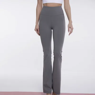 Antibacterial High Waist Hip Lift Yoga Pants Women's Casual Fitness Wide leg Pants Sea Salt Gray - Shop at LoveMi