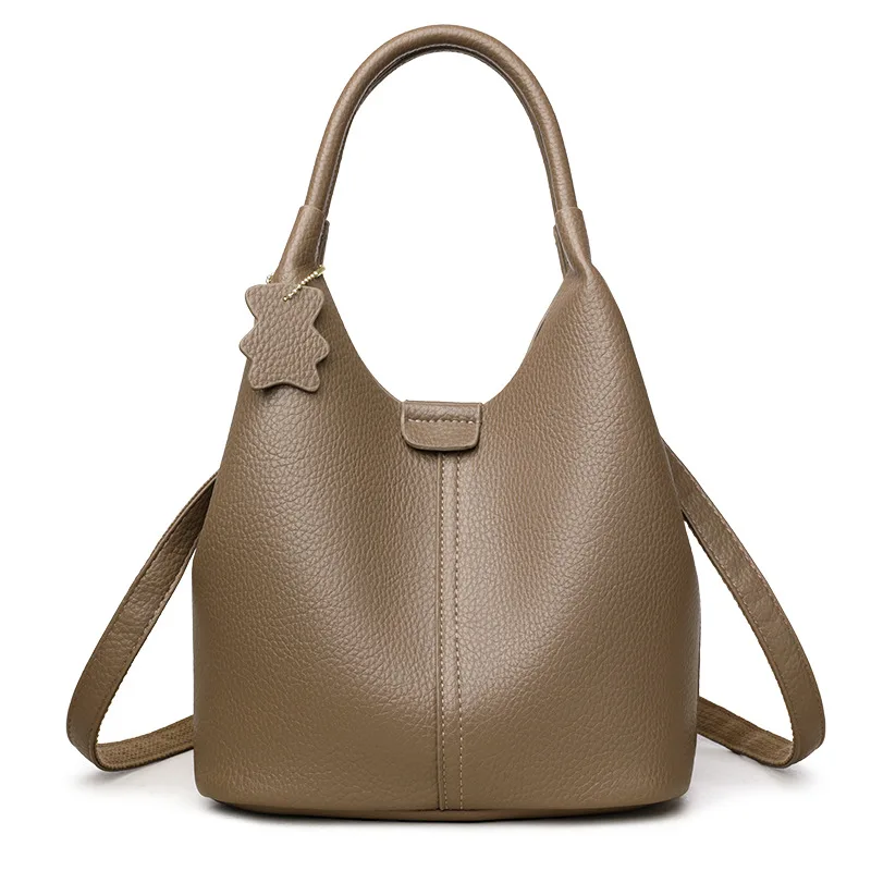 New All match Tote Soft Leather Western Style Crossbody Bag Khaki - Shop at LoveMi