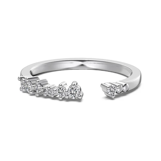 S925 Sterling Silver Female Special interest Design High grade Zircon Star Moon Ring White Gold Color Dy121233 - Shop at LoveMi