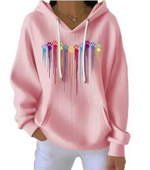 Striped Fabric Digital Printed Hooded Long Sleeve Women's Sweater Xkwy04Yp88 5Xl - Shop at LoveMi