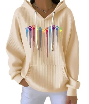 Striped Fabric Digital Printed Hooded Long Sleeve Women's Sweater Xkwy04Yp89 5Xl - Shop at LoveMi