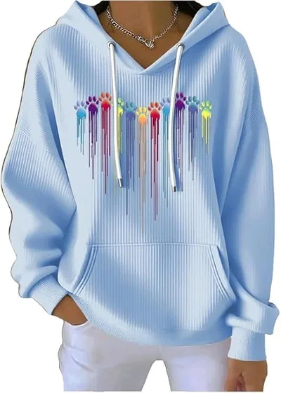 Striped Fabric Digital Printed Hooded Long Sleeve Women's Sweater Xkwy04Yp90 4Xl - Shop at LoveMi