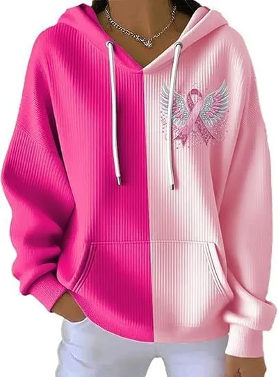 Striped Fabric Digital Printed Hooded Long Sleeve Women's Sweater Xkwy04Yp92 S - Shop at LoveMi