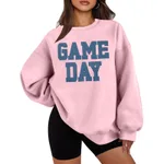 Casual Loose Letters Printed Crew Neck Sweatshirt - Pink