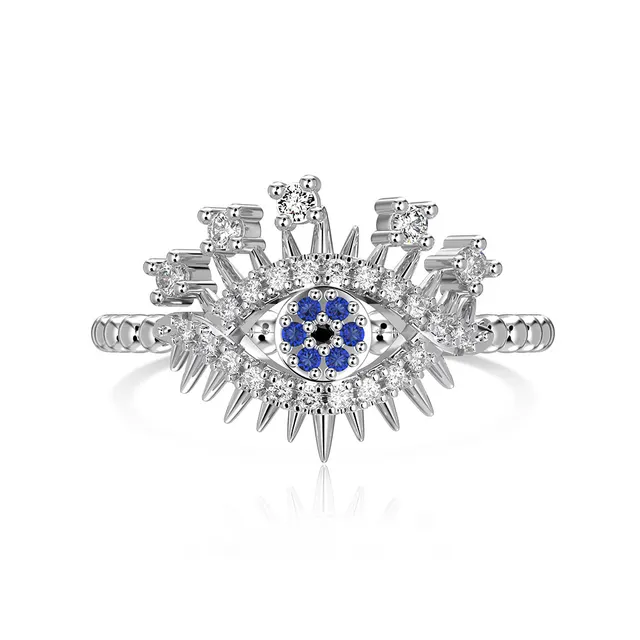 Women's Ring Necklace Ear Stud Blue Eyes Zircon Design Sense Dy121028 - Shop at LoveMi