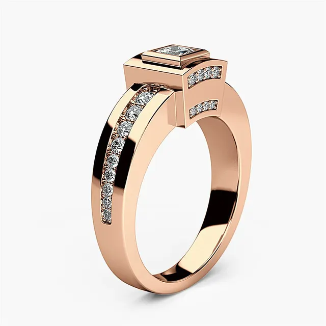 Fashion Creative Geometric Square Ring Rose Gold - Shop at LoveMi