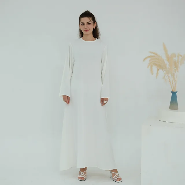 Women's Solid Color Crew Neck Casual All match Multicolor Dress White - Shop at LoveMi