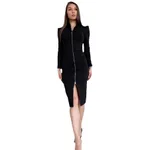Fashion Office Long Sleeve Stand-up Collar Slim Fit Dress - Black