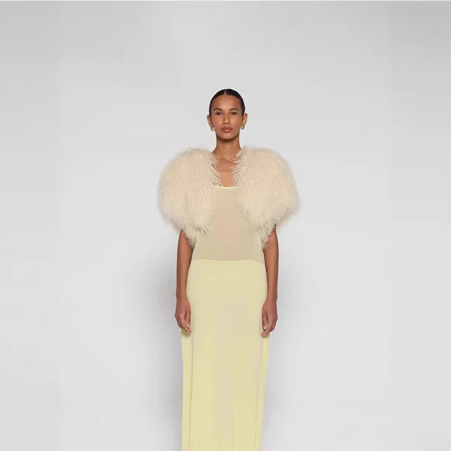 Autumn And Winter Fur Coat Female Cape And Shawl Imitation Fur Artificial Wool Props Beige - Shop at LoveMi
