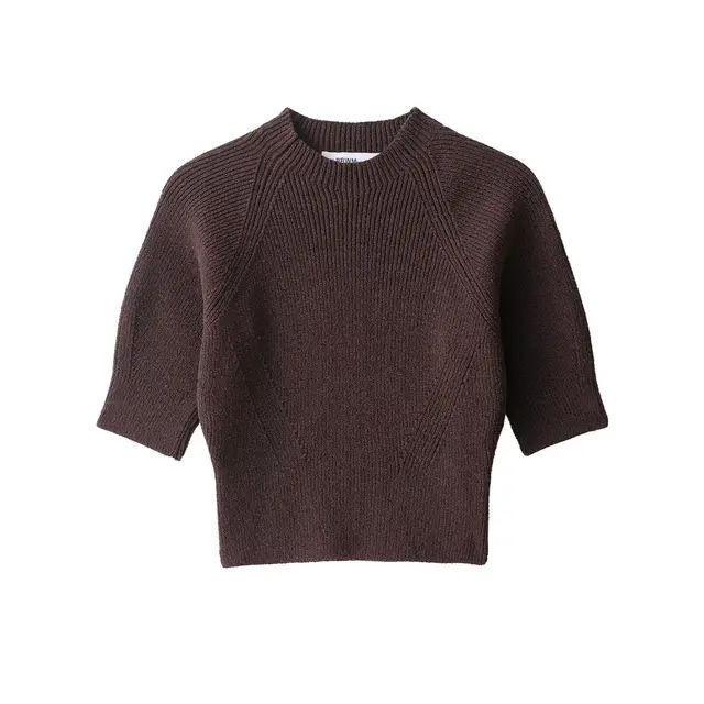 Homemade New Women's Fashionable Casual Rib Sweater Brown - Shop at LoveMi