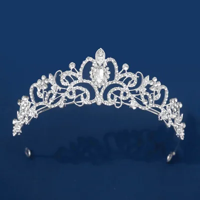 Electroplated Alloy Women's Semicircle Crown With Diamond Silver - Shop at LoveMi