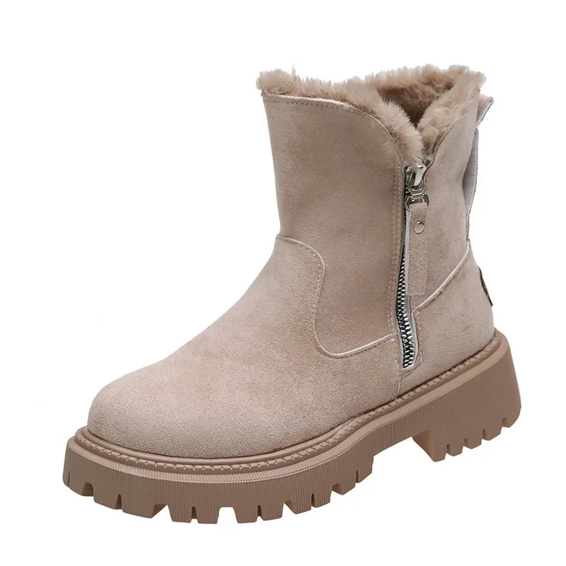 Snow Boots Velvet Warm Cotton Shoes Plus Size Khaki - Shop at LoveMi