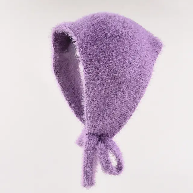 Women's Autumn And Winter Warm Plush Knitted Hat Purple - Shop at LoveMi