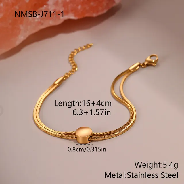 Minimally Designed Titanium Steel Bracelet Without Fading 18K Gold Snake Chain Gold - Shop at LoveMi
