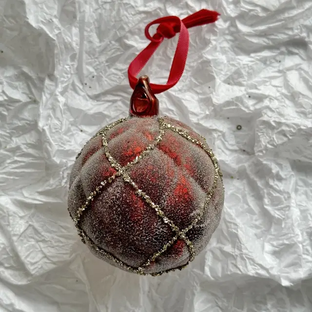 Christmas Decorative Pendant Accessories Ball Handmade Glass Ball Red 19 - Shop at LoveMi