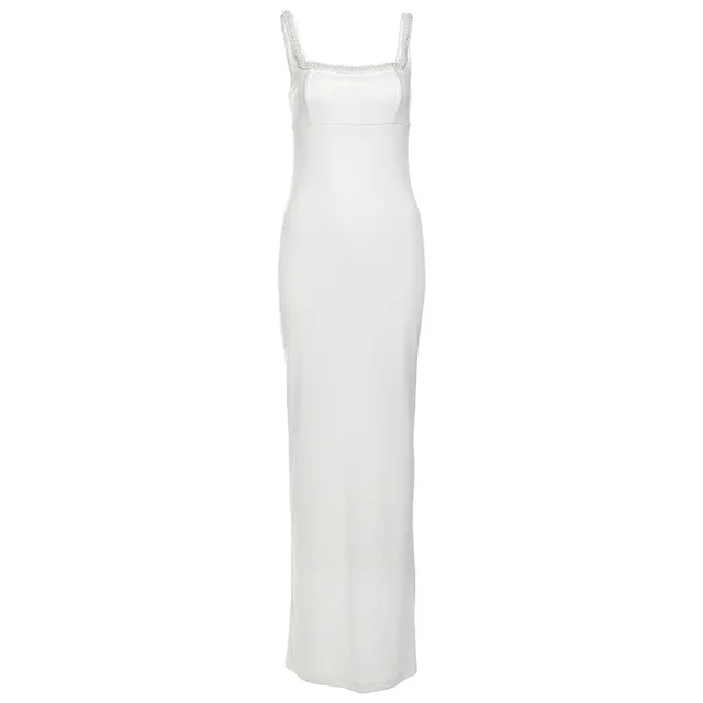 Summer New Women's French Pearl Suspender Backless Slim Fit Dress White - Shop at LoveMi