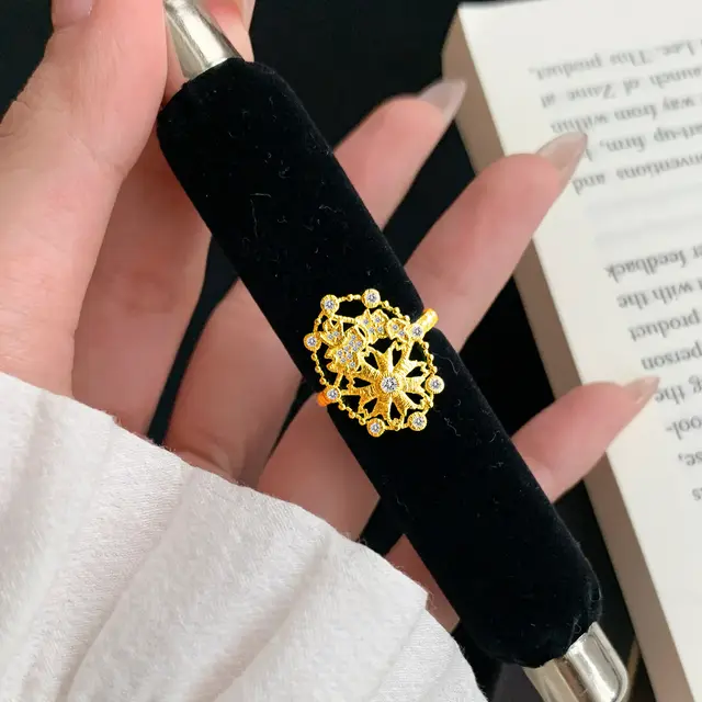 Silk Embroidered Kaleidoscope Ring For Women Golden Lace Ferris Wheel - Shop at LoveMi