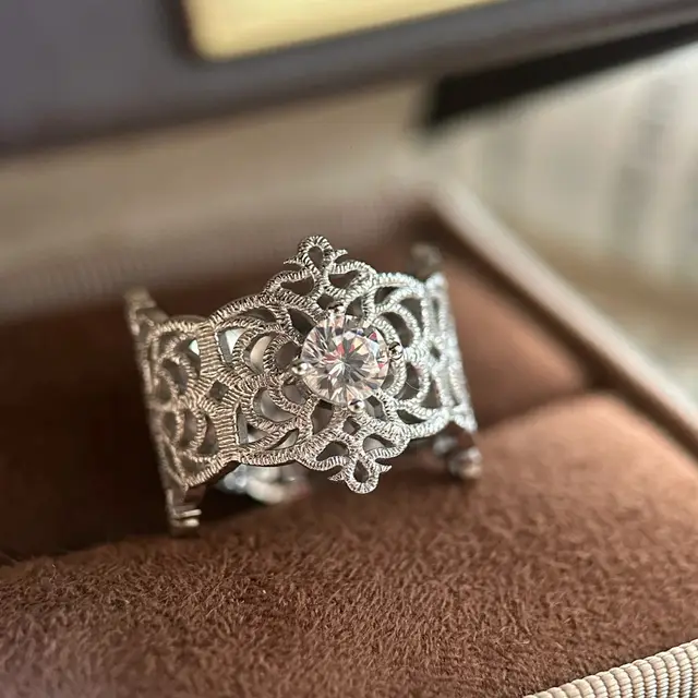 Silk Embroidered Kaleidoscope Ring For Women Silver Lace Kaleidoscope - Shop at LoveMi