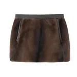 Elegant Artificial Fur Effect Skirt Women's Skirt - Brown