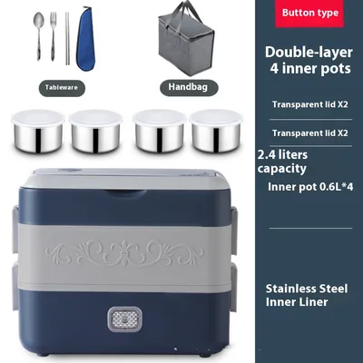 Electric Lunch Box Portable Heated Lunch Box Blue With Tableware Handbag - Shop at LoveMi
