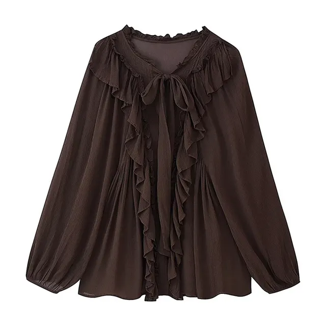 Women's Loose Laminated Decoration Drape Shirt - Shop at LoveMi