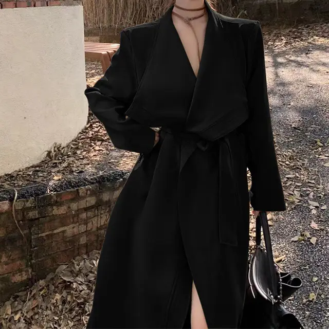 Casual Loose Slimming Large Lapel Cardigan Top Black - Shop at LoveMi