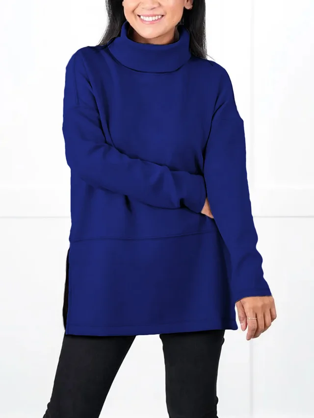 Large Size Multicolor Minimalism Turtleneck Top Dream Blue - Shop at LoveMi