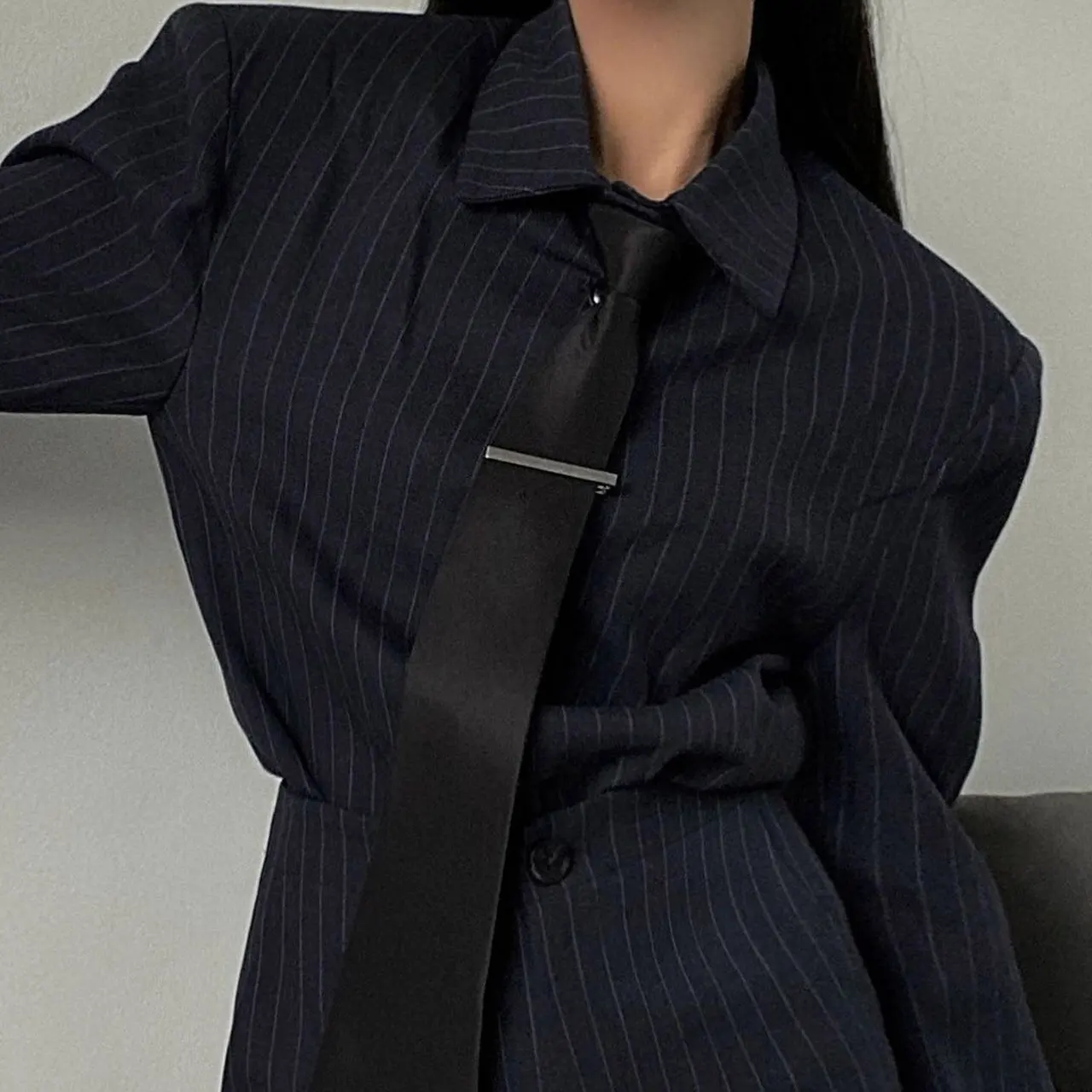 Women's Drama Lady Like Woman Wear Top Shorts Two-piece Suit - Dark Blue Top
