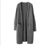 Mid-length Over-the-knee Early Autumn And Winter Idle Style Outerwear Sweater - Gray