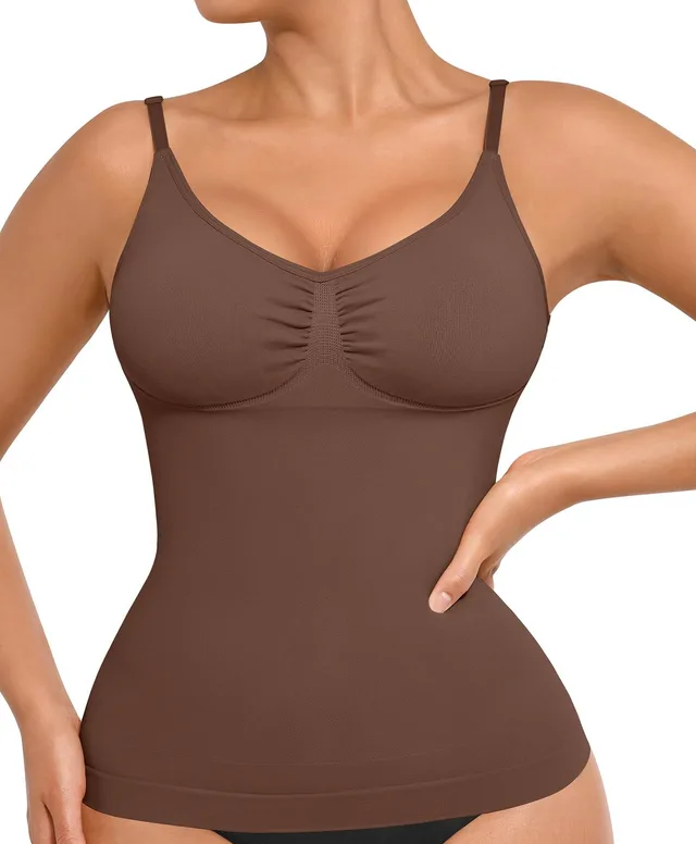 Women's Body Shaping Belly Contraction Top Slim Seamless High Elastic Camisole Peplum Top Brown - Shop at LoveMi