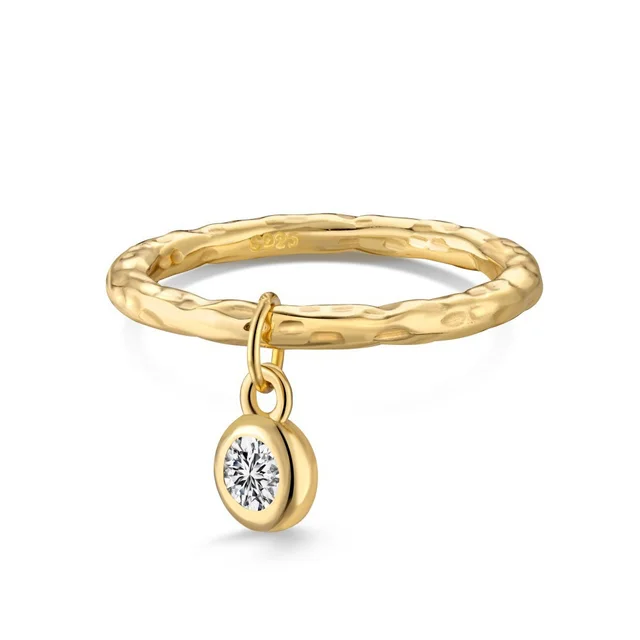 Women's Pleated Texture Design Pendant Ring Gold - Shop at LoveMi