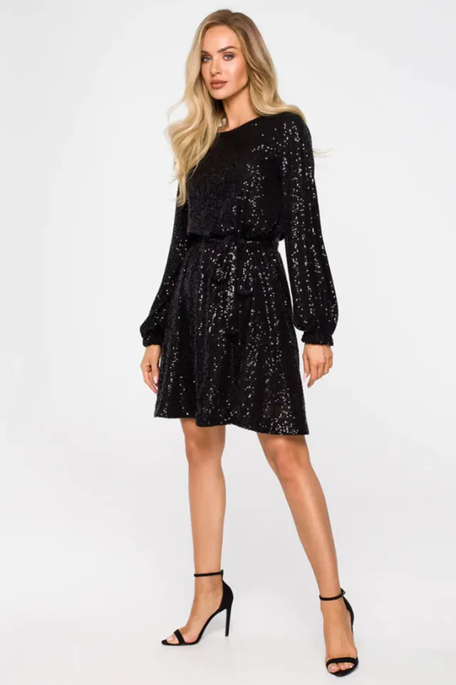 Glittering Beaded Dress For Holiday Party Black - Shop at LoveMi