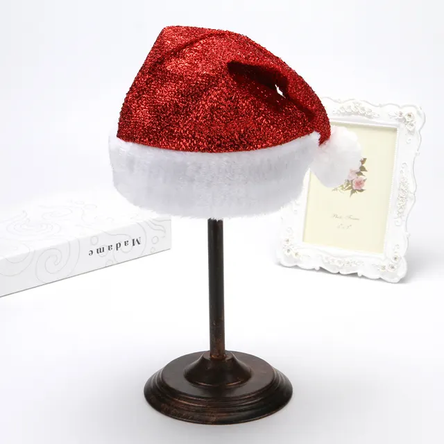 Fashion Spun Glass Plush Christmas Hat Red - Shop at LoveMi