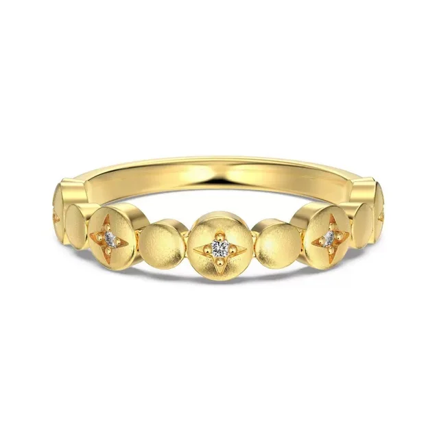 Sterling Silver Vintage Ring For Women Golden White Diamond - Shop at LoveMi