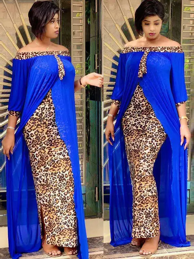 Women's Leopard Print Dress Tube Top Blue - Shop at LoveMi