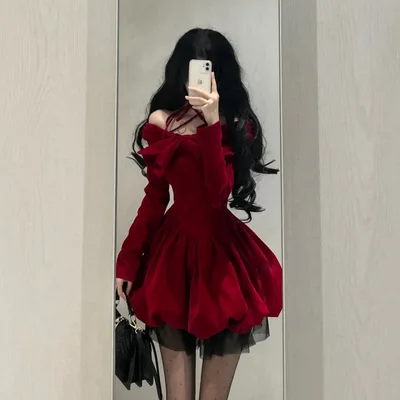 Classic Style Red Halter Velvet Dress Red - Shop at LoveMi
