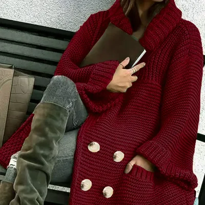 Elegant Polo Collar Plus Size Women's Coat Wine Red - Shop at LoveMi