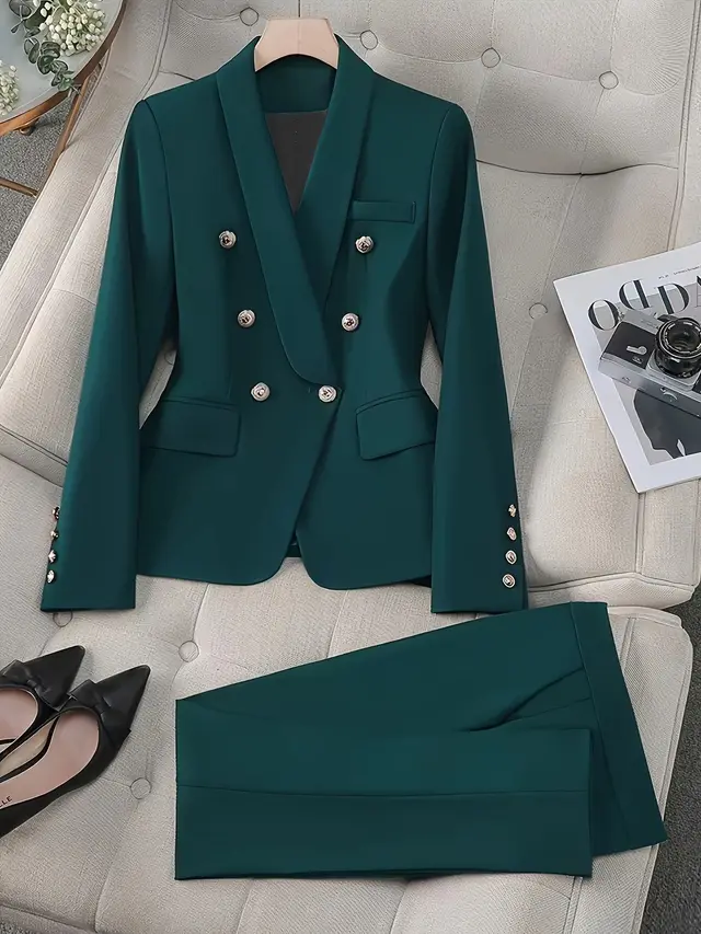 Graceful And Fashionable Classic Style Suit Pants Suit Dark Green - Shop at LoveMi