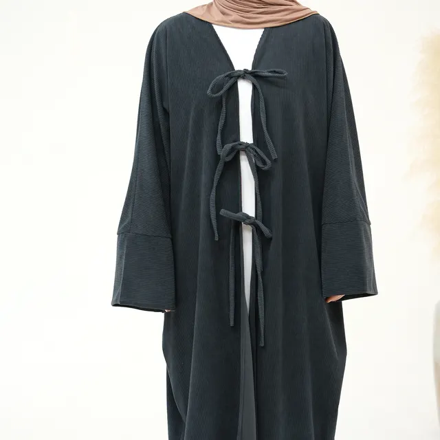 Women's Casual Loose Party Lace up Cardigan Robe Coat Dark Gray - Shop at LoveMi