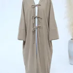 Women's Casual Loose Party Lace-up Cardigan Robe Coat - Mocha Color - View 1